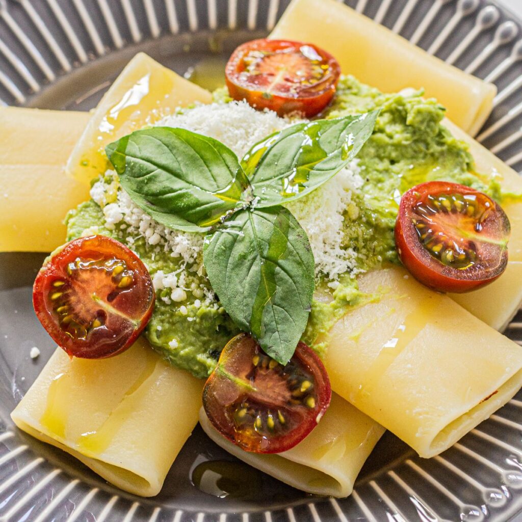 pasta con pesto de guisantes